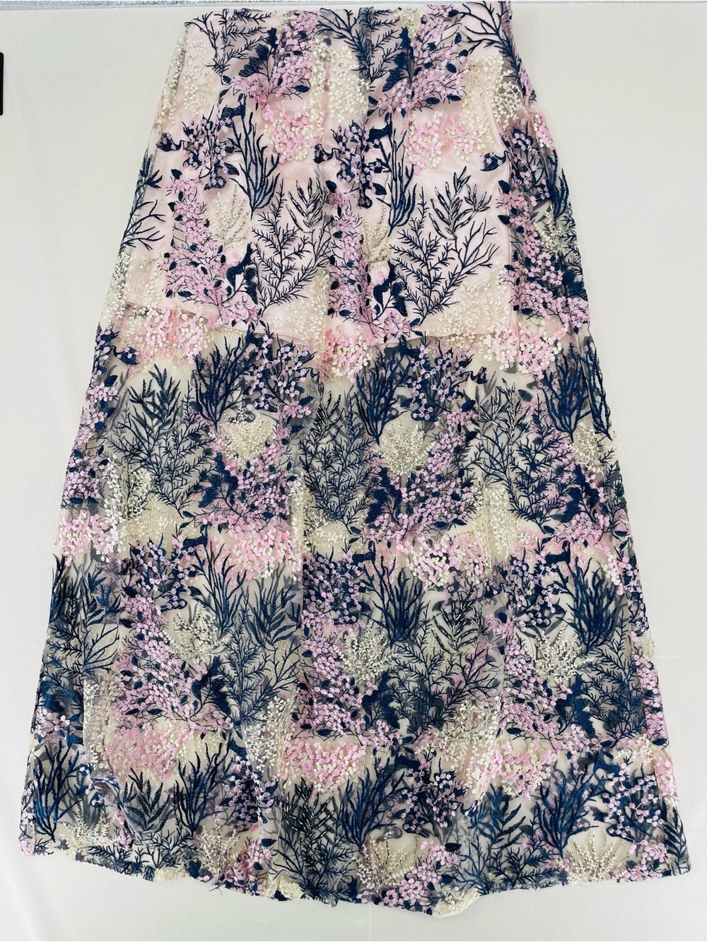 Aqua Blue and Cream Floral Maxi Dress - Picture 5 of 10